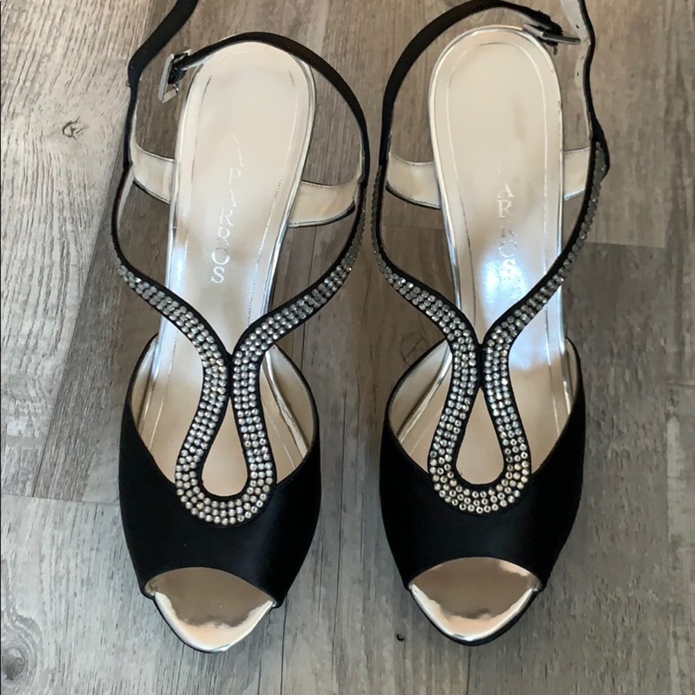 Caparros black/rhinestone peep toe pump